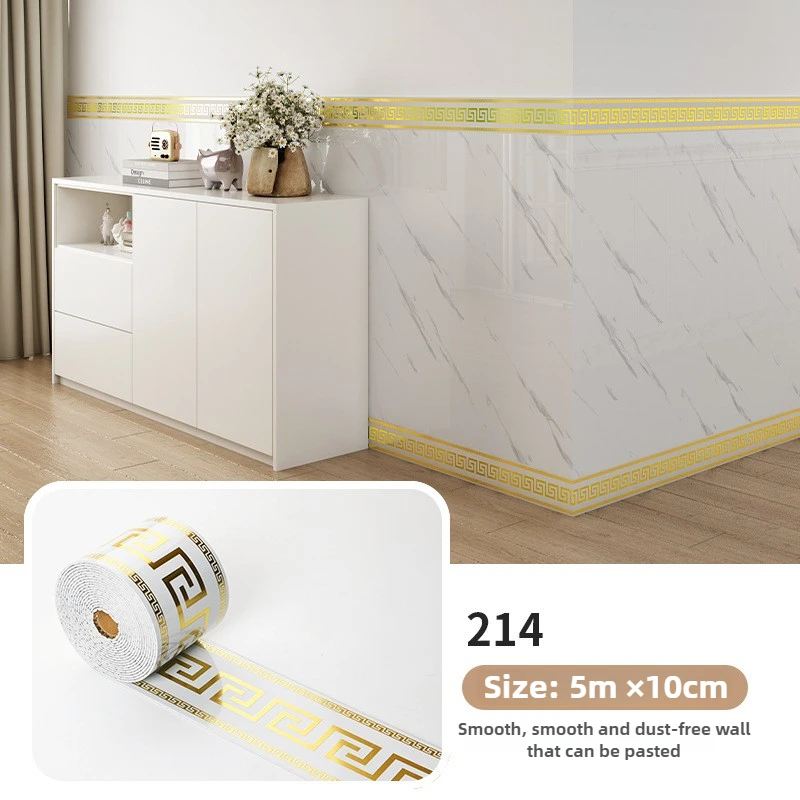 Self-Adhesive Marble Skirting Board Waterproof Removable - Wallpaper Sticker, Room Decoration, PVC Baseboard