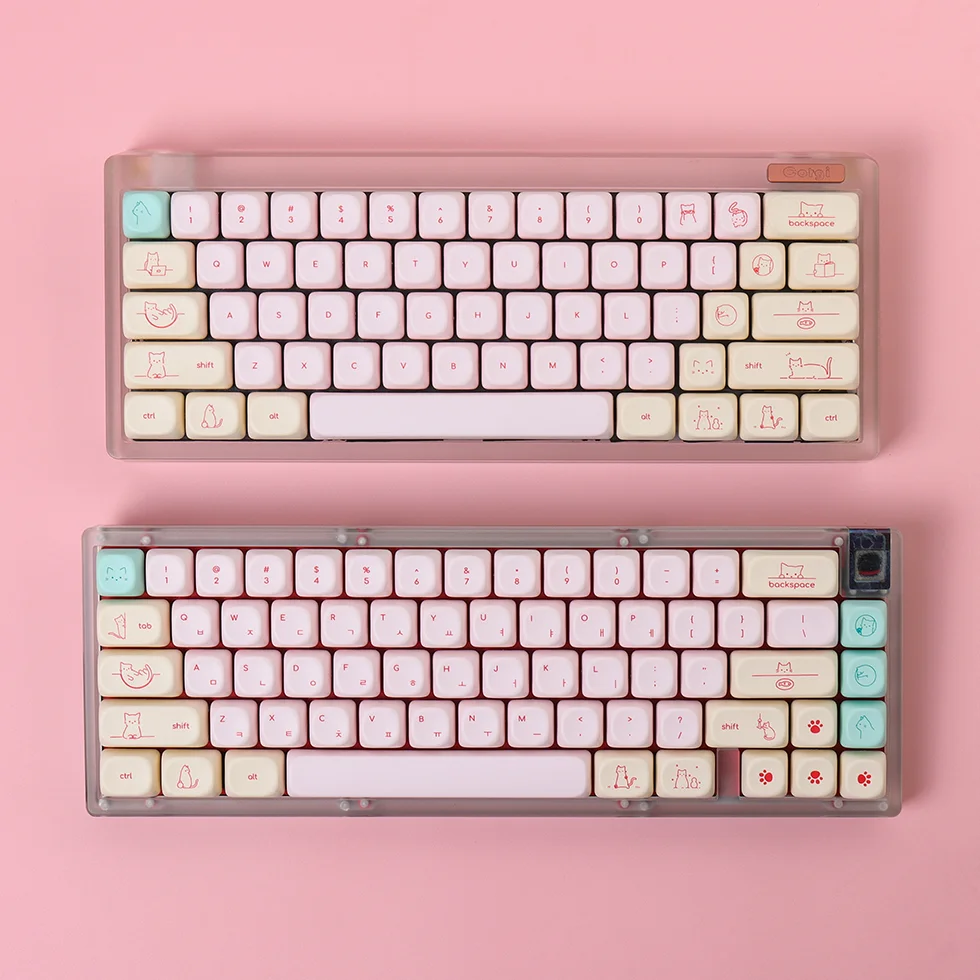 

Pink Busy Cat Minimalist Small Font Cute Keycaps for Custom Mechanical Keyboard Ball Cap Keycaps PBT MOA Gaming Keyboard Decor