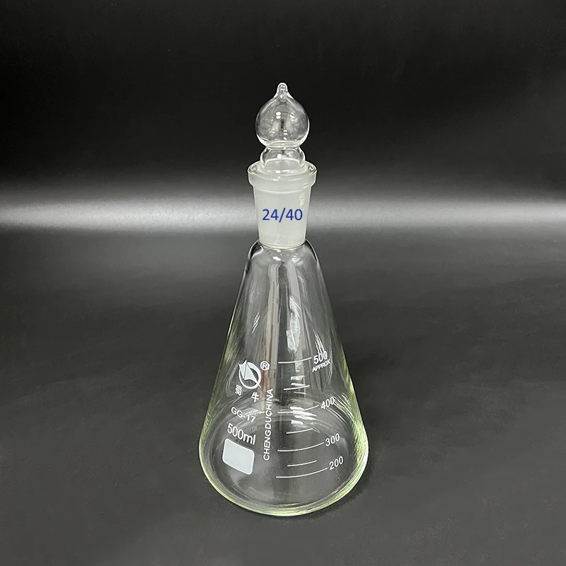 SHUNIU Kolba stożkowa ze standardowym szlifowanym szklanym korkiem, 50mL-10000mL 24/40, Kolba Erlenmeyera ze standardowym szlifowanym ustnikiem