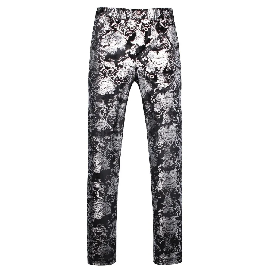 Pantalones de traje con estampado Floral para hombre, pantalón de cintura expandible, frontal plano, informal, de lujo, para fiesta, boda, graduación, 2024