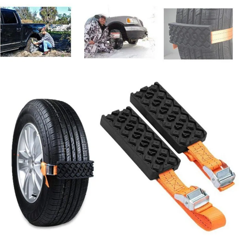 

Durable PU Anti-Skid Car Tire Traction Blocks With Bag Emergency Snow Mud Sand Tire Chain Straps For Snow Mud Ice