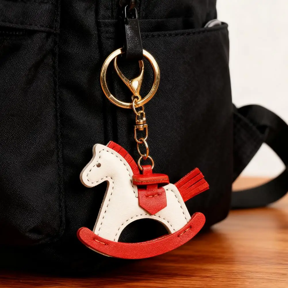 Lightweight Horse Keychain Imitation Leather Keychain Pendant Shaking Horse Design Key Holder Lightweight Bag Accessory for Bags