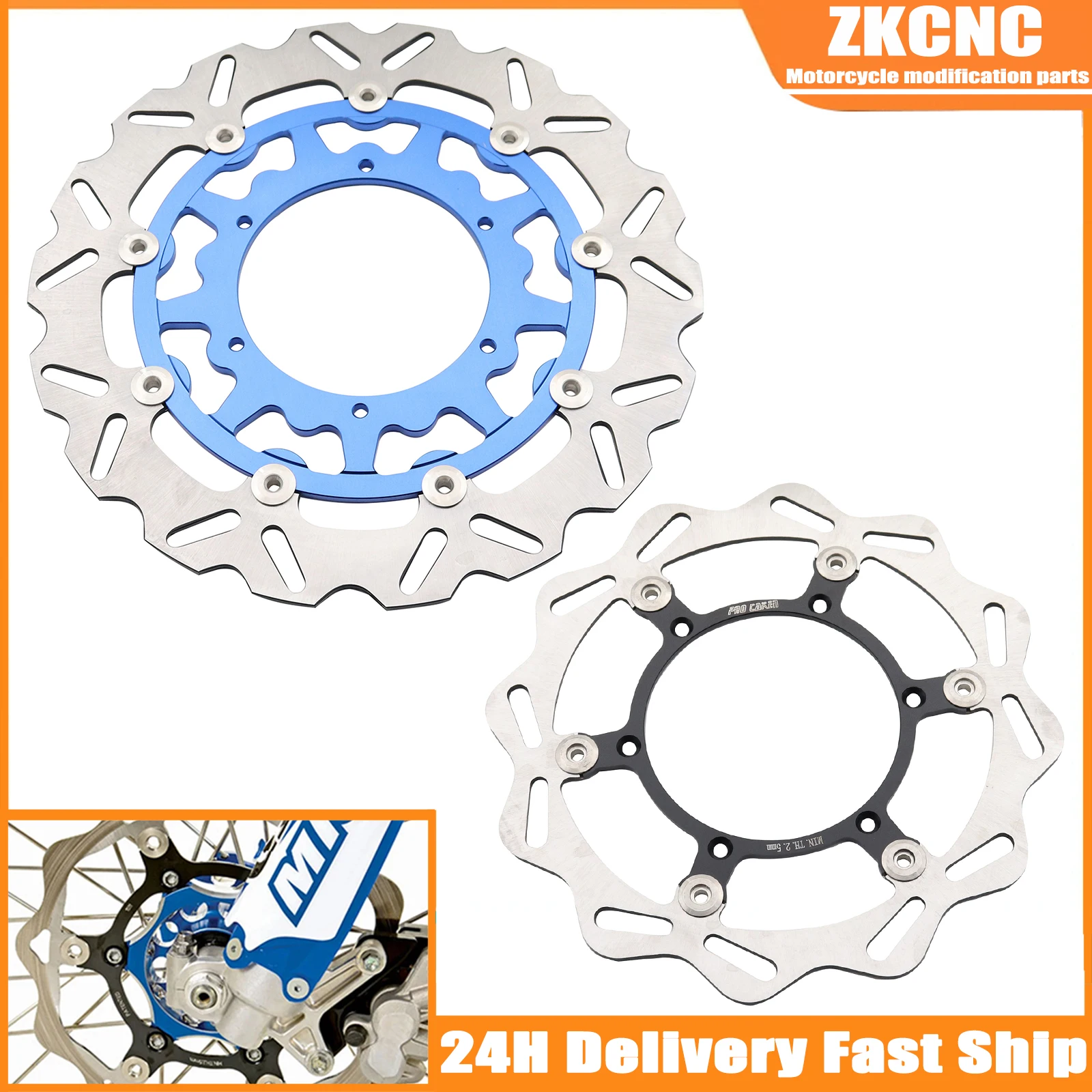 

CNC 320mm 270mm Floating Front Brake Disc Rotor For Yamaha WR YZ 125 250 250F 426F 450F YZ250X YZ250FX 1998-2021 Universal parts