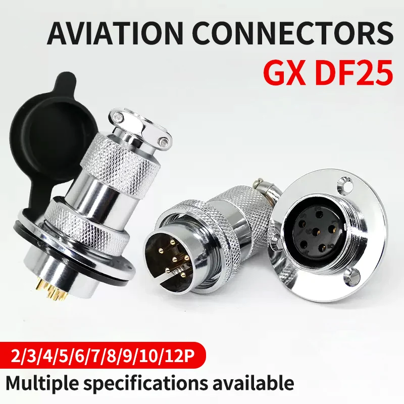 

1sets M25 DF25 GX25 flange mounting 3-hole fixing aviation connector plug&socket 2Pin 3/4/5/6/7/8/910/11/12pin connectors