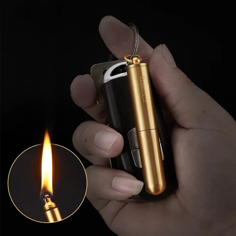 Brass 10000 Times Match Cigarettes Lighter for Smokes Key Ring Tobacco Pressing Copper Cigarette Lighters & Smoking Accessories