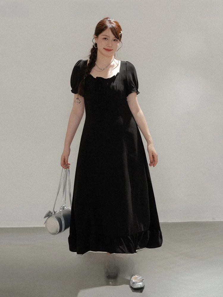 

Heynew Hepburn Style Slimming Black Dress Women Summer Meat Covering Slimming Dress Commute Korean Version Standard Size Poly...