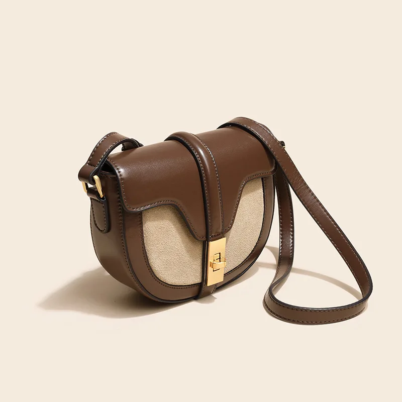 

Vintage Saddle High Quality Leather Shoulder Bag For Women Multifunction Serpentine Design Female Hasp Crossbody Purse Bag