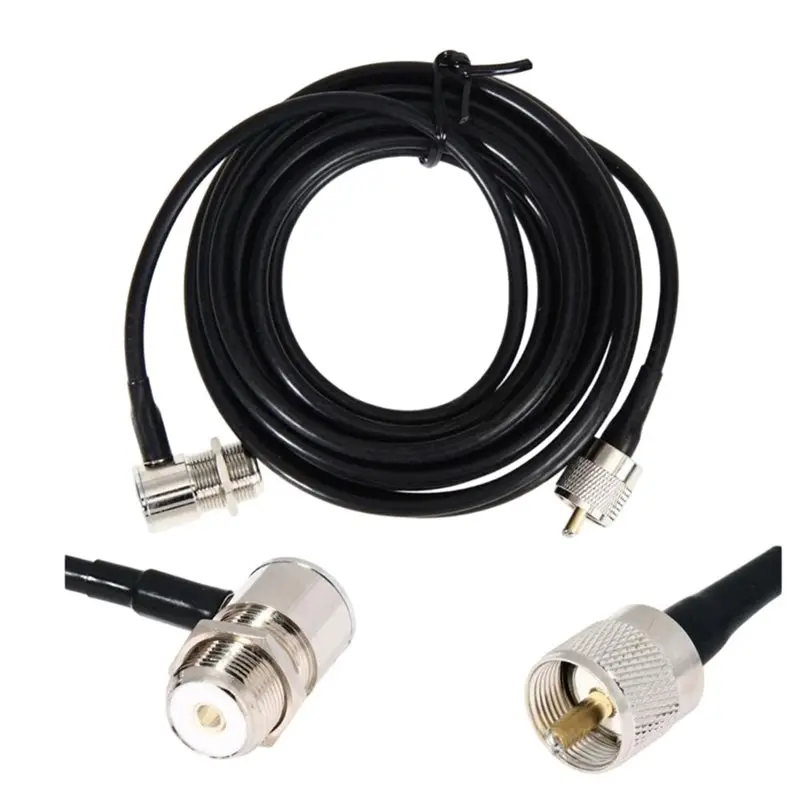 #(Upgraded) RG58 5M Extension Cable PL259 To SO-239 For Car Mobile Radio Antenna Mount Kit For Kenwood TM-261 For Yaesu FT-1802