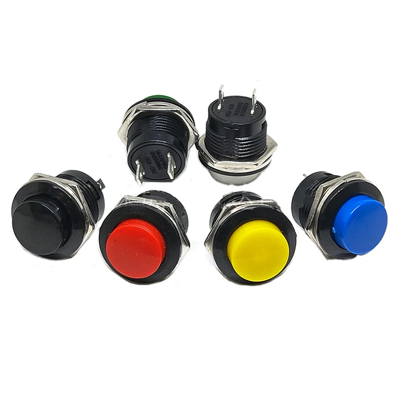 

12pcs 60pcs 16mm Lockless Reset 250V 3A Push Button Switch Round Switch Bouton Poussoir Metal Interrupteur