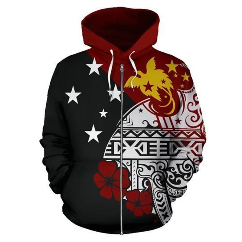 3d Country Flag Papua Nieuwe Guinea Grafische Hoodie Pullover Casual Hoodies Jas Met Ritssluiting Voor Heren Oversized Retro Tattoo Hoodie