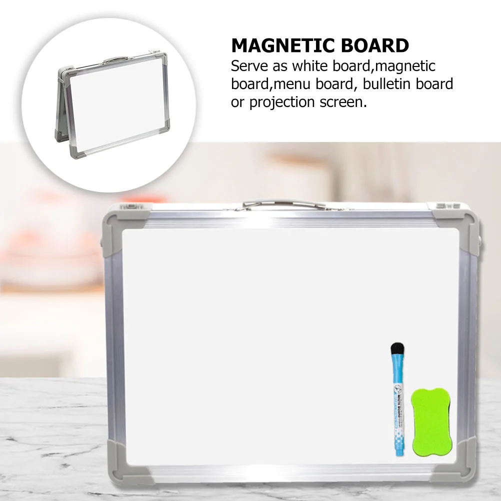 

Magnetic White Board Double Sided Dry Erase Desktop Whiteboard Aluminum Foldable Writing Board Erasable Smooth Surface Bulletin