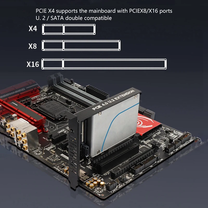 U2 PCI-Express 4.0 X4 라이저 카드 SFF-8639-SSD 익스텐션 어댑터, X8/X16 인터페이스 마더보드와도 호환