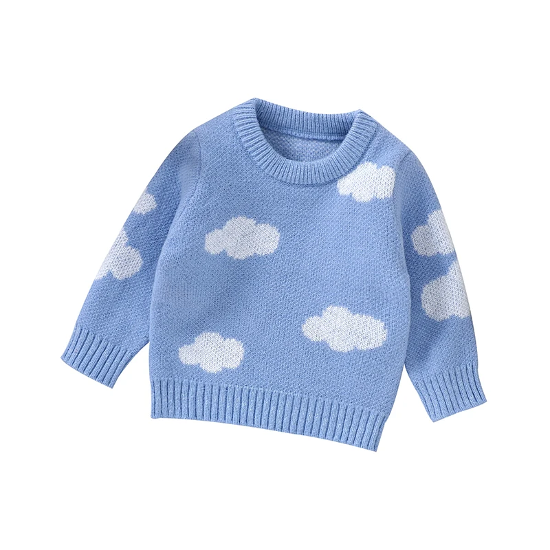 

Autumn Winter Baby Boys Girls Sweaters Knit Polyester Long Sleeve Aqua Blue 6-36 Months Newborn Infant Casual Wear Sweatshirt