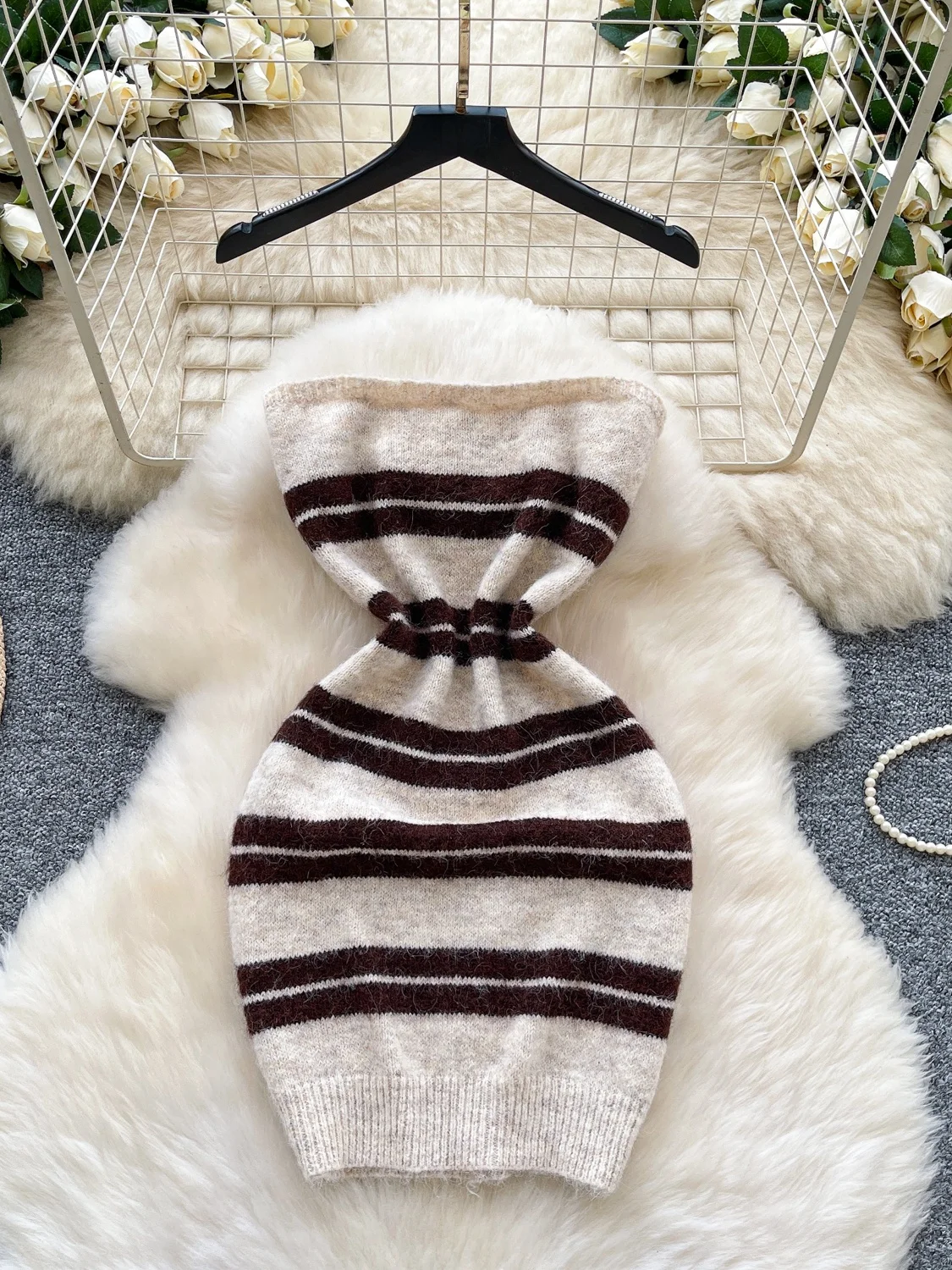 Minceur pur désir taille-collant Faionable Svel rayé tricoté enveloppement moulante Dr taille haute a-ligne été Dr