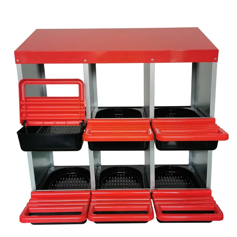 

Outdoor chicken feeder with sloping roof and metal plastic chicken egg nesting box double layer 6 hole nesting box
