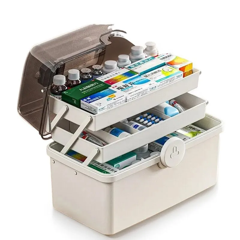 

1pc White Large Capacity Medicine Box For Home Medicine Storage Multi Layer Classification Home Medicine Box Folder Shoe boxes