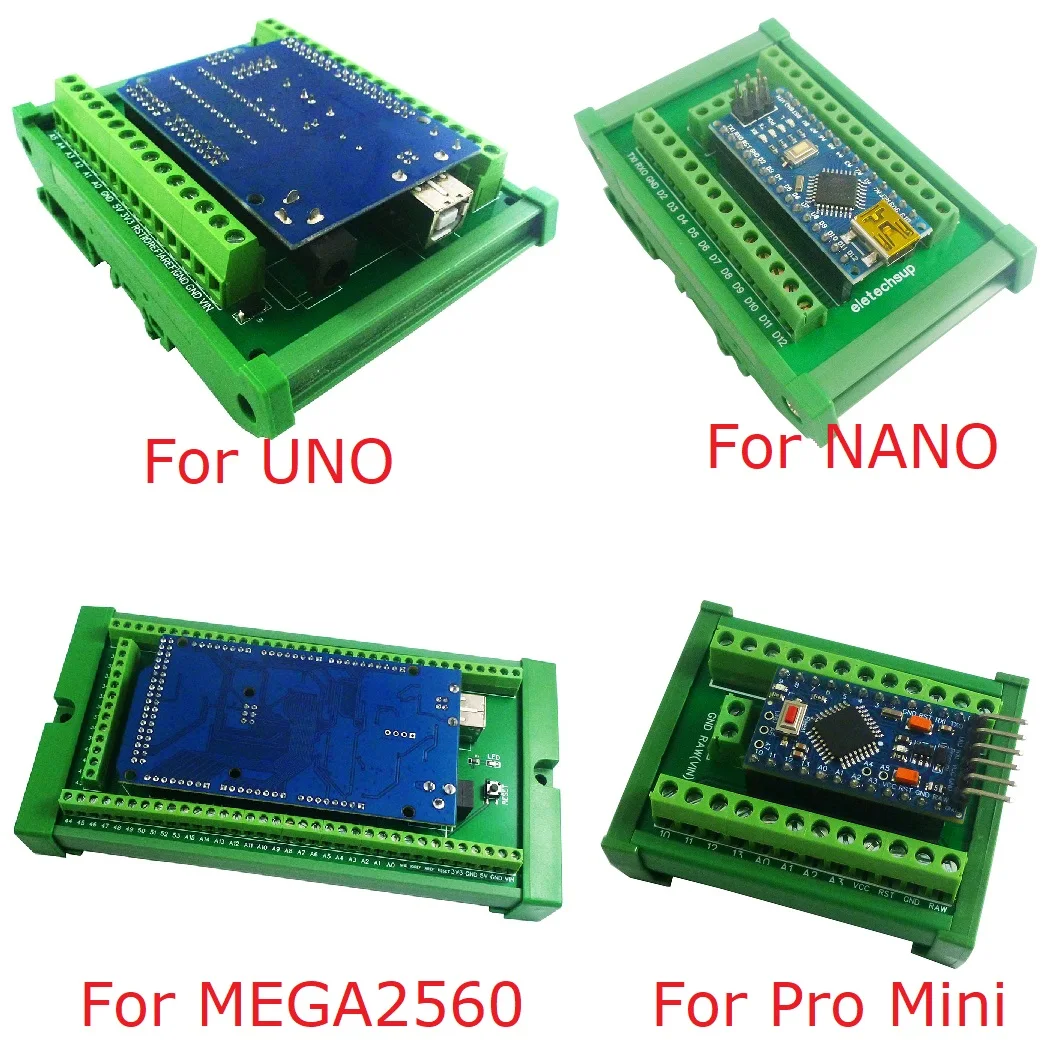 Modulo adattatore morsettiera a vite per montaggio su guida DIN per mini scheda Arduino UNO/MEGA2560/NANO/Pro