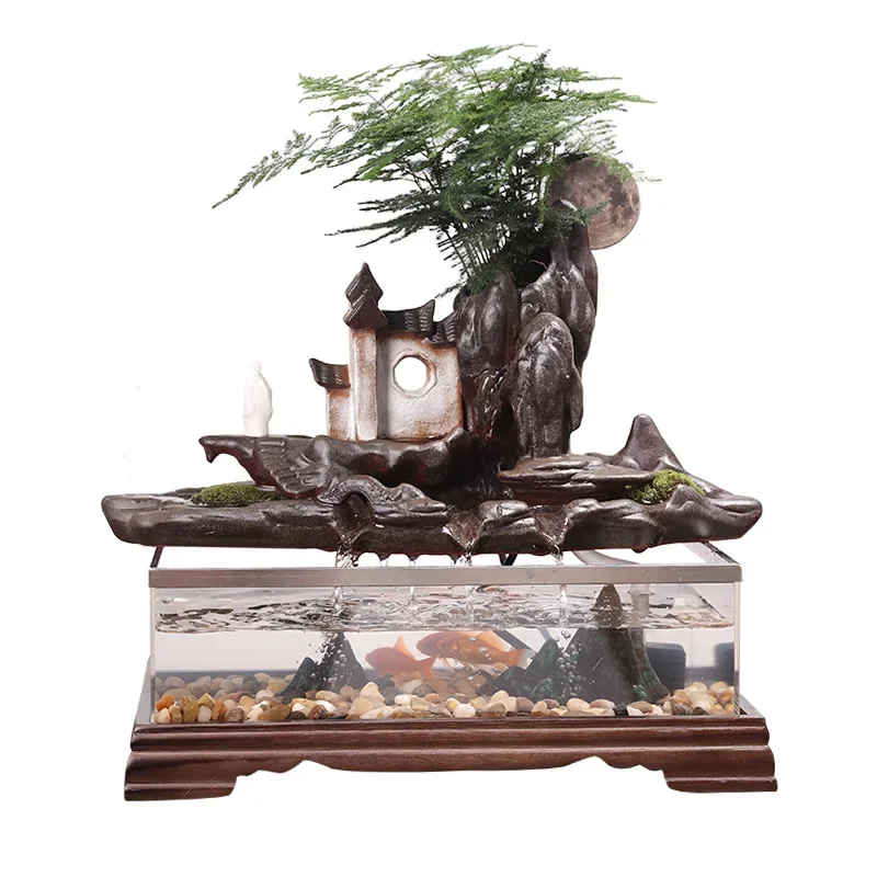 Desktop fish tank living room small creative alpine water fountain ornament