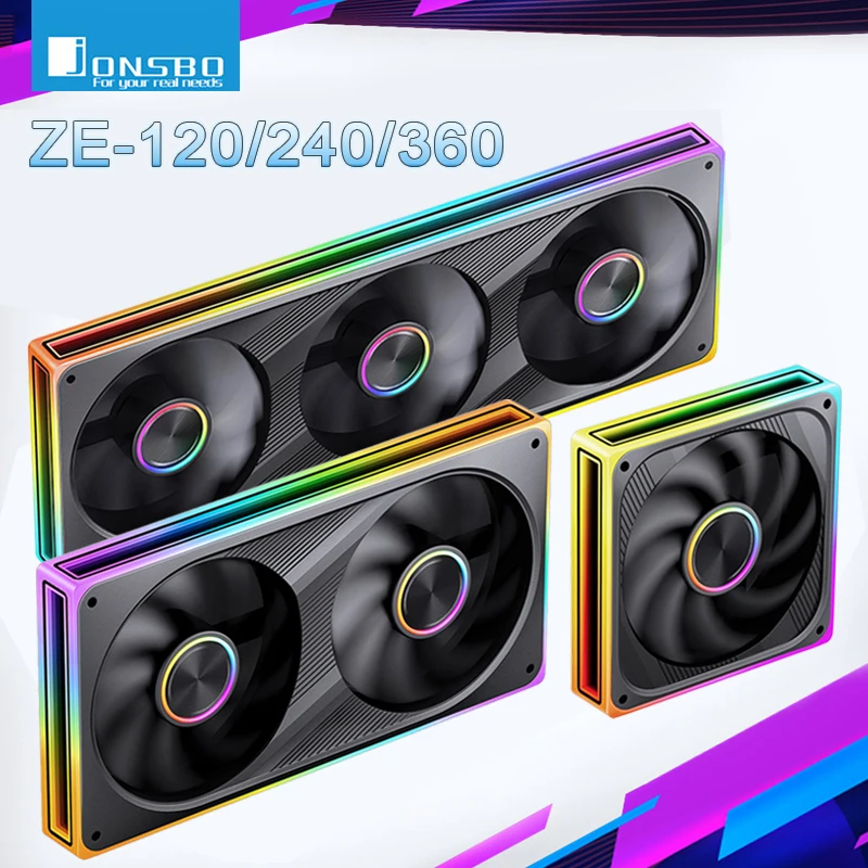 Jonsbo ZE-120/240/360 CPU Cooling Fan ARGB 120mm Radiator Fans Four Sided Thousand Layer Mirror integrated PWM PC Case Fan