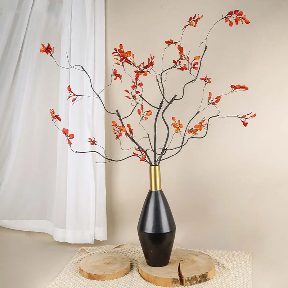 Plastic Artificial Spring Leaves Branches Realistic Elegant Simulated Autumn Leaves Handmade Non-Fading Fake Plants