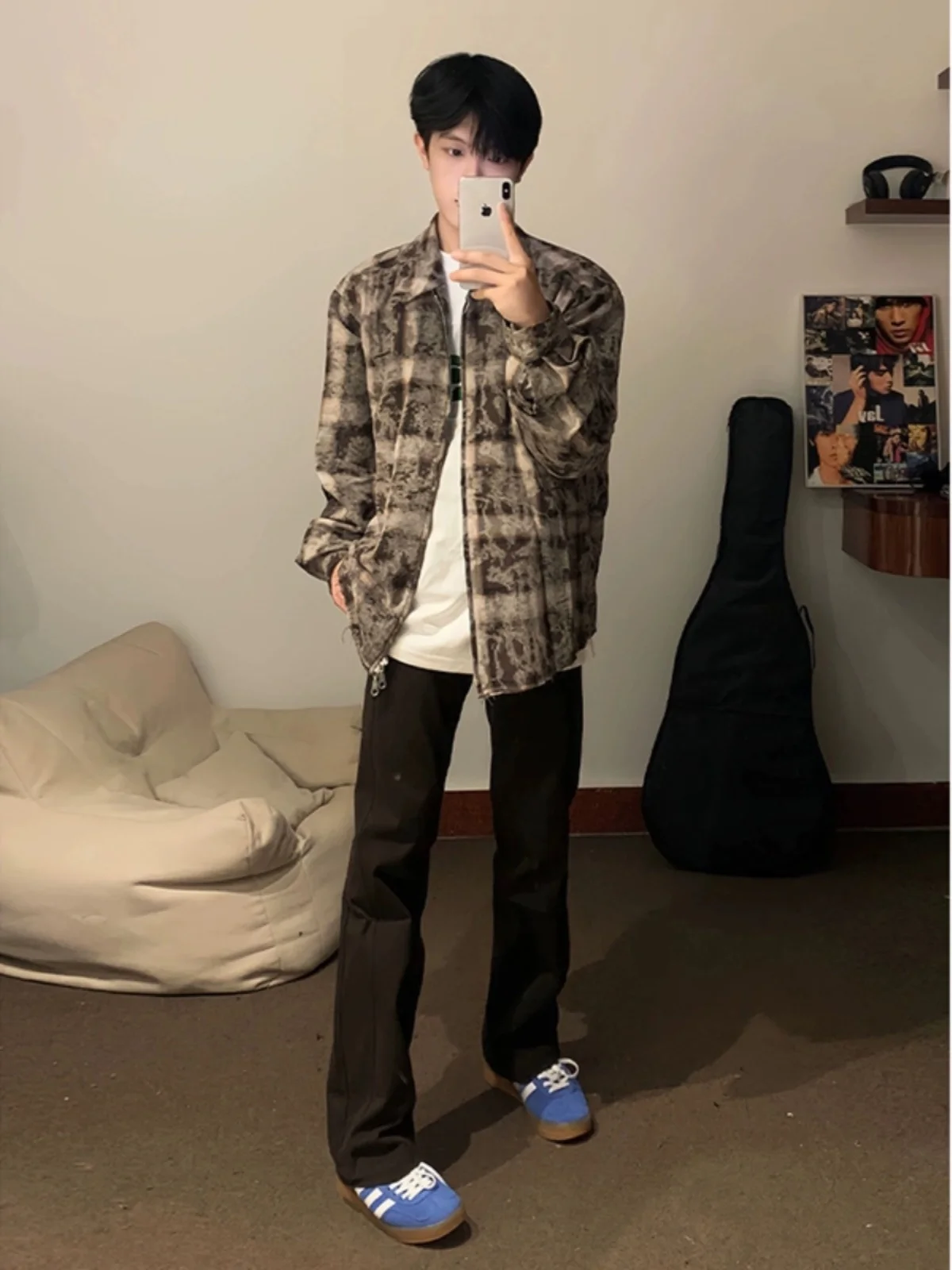 

Slim Straight Men's Casual Pants Autumn Sle American High Street Vibe Design Sensation Teenage Boys Faionable Trousers