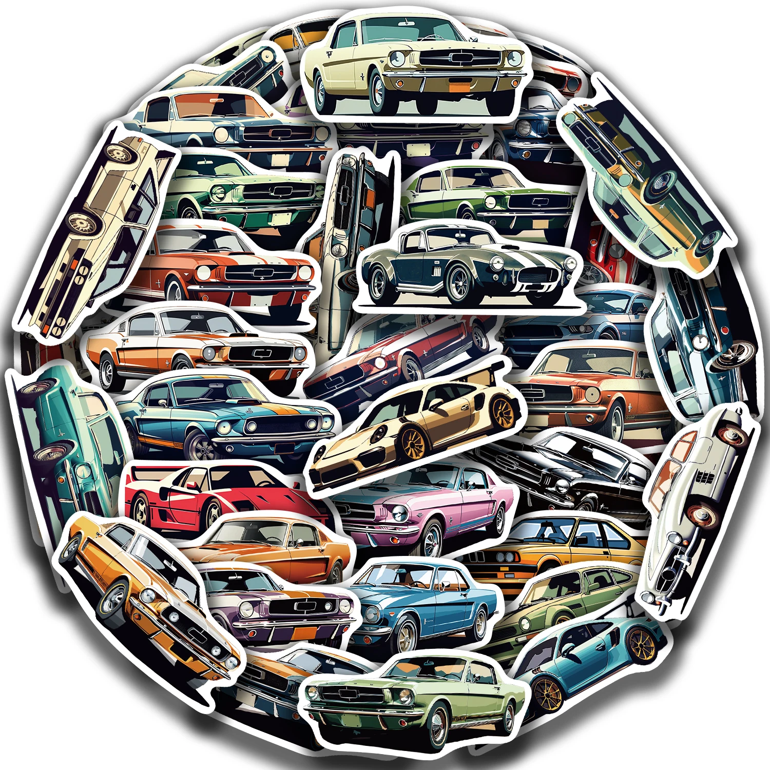 50pcs Car Cartoon Stickers Vehicle Diverse Designs Waterproof PVC Sticker Decals for Luggage Journals Computer Decals