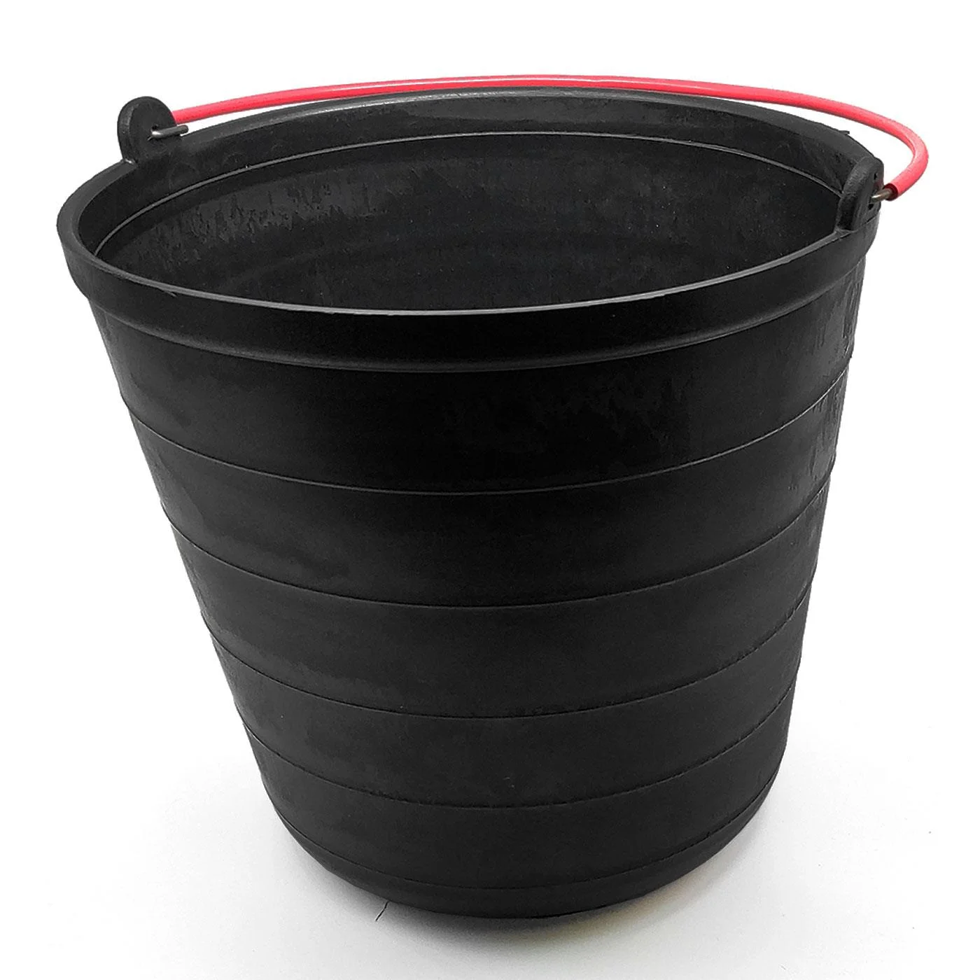 Tradineur 10 litre Black Plastic Bucket, Lined Metal Handle, 26x25 cm, Multi-purpose Round Bucket, Cleaning, camping, Fishing