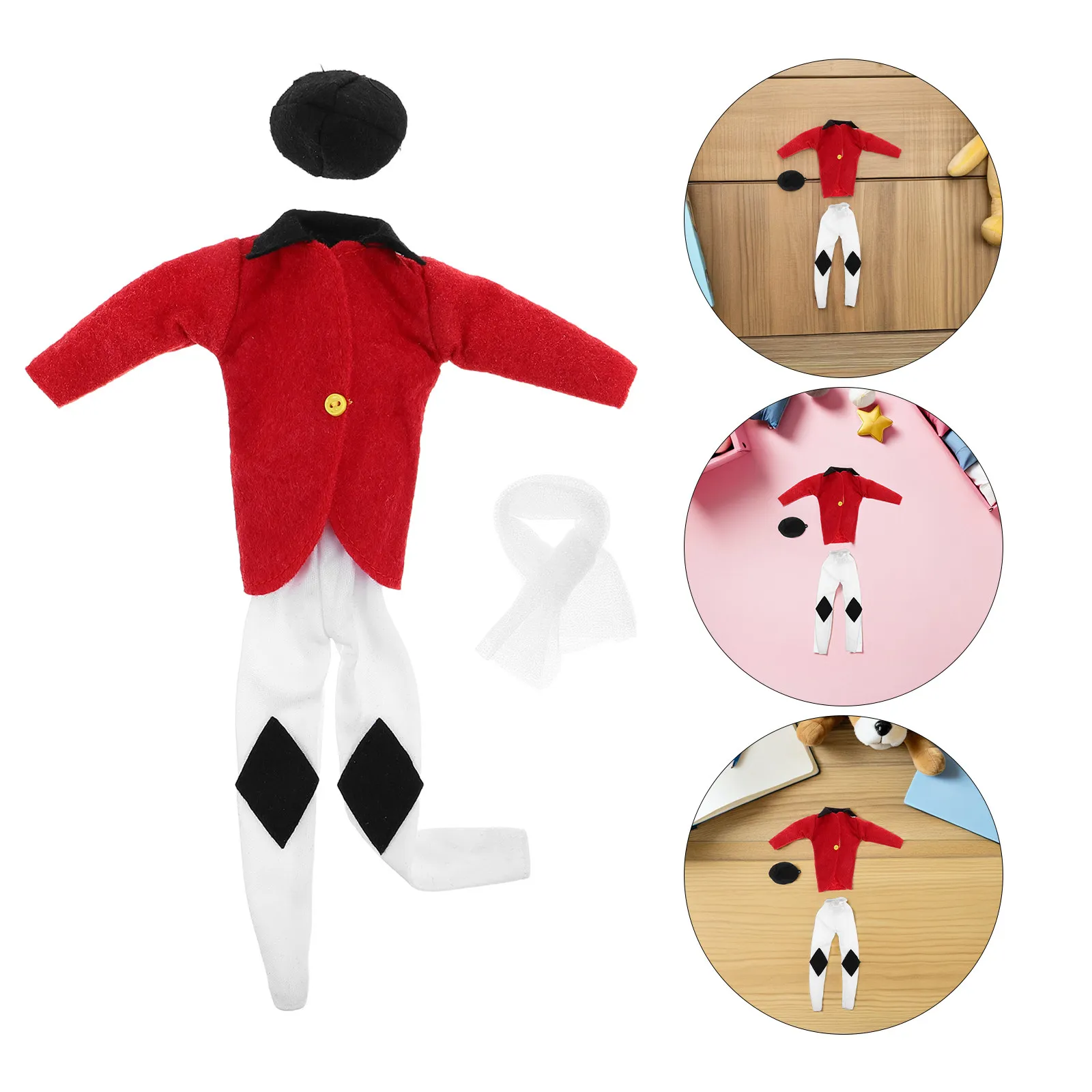 

1 Set Horseback Riding Outfit for 11 Inch Red Equestrian Jacket Hat Pants Scarf Dress-Up Clothes Collector Garments