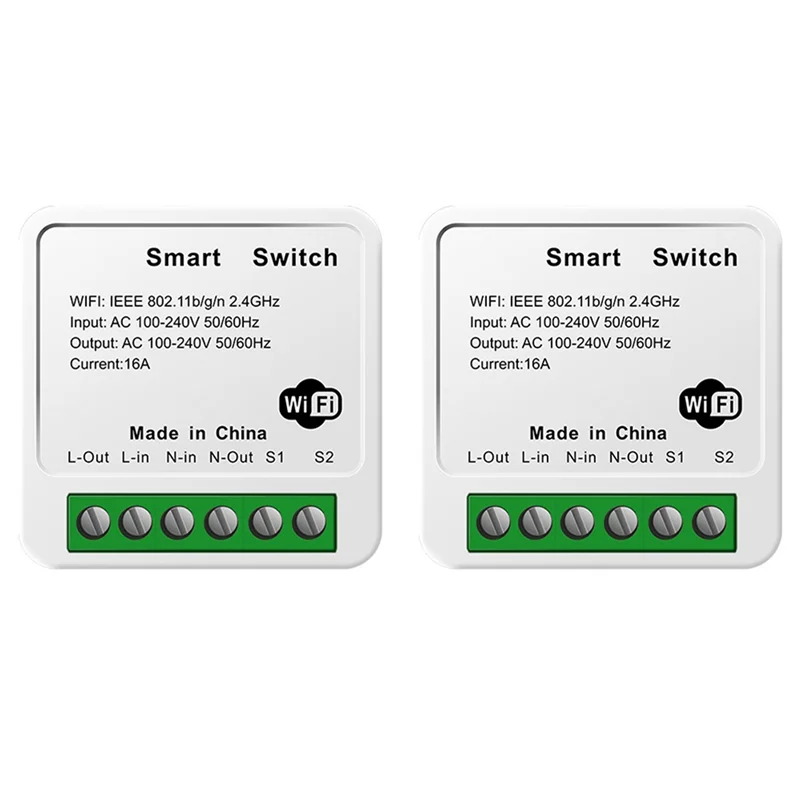 

A73E-2X Tuya 16A MINI Wifi Switch DIY 1-Way Remote Control Timer Relay Automation For Smart Life Work