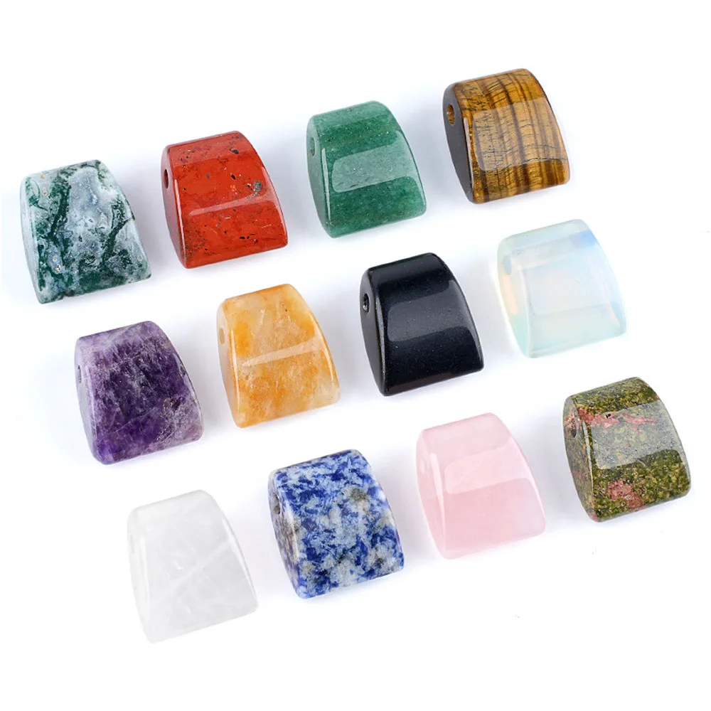 24x28mm Natural Crystal Quartz Pendant Trapezoid Natural Stone Charms for DIY Necklace Sweater Waist Chain Jewelry Accessories