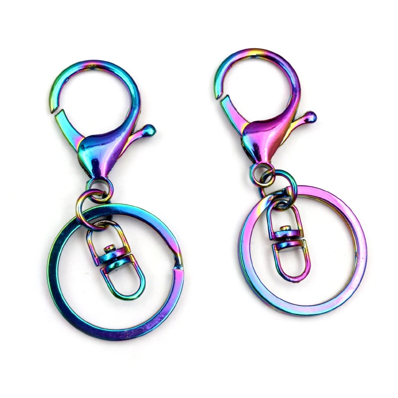 Fashion Metal Rainbow Color Snap Lobster Clasp Earring Hooks Key Ring Keychains for DIY Jewelry Making Findings Accessories