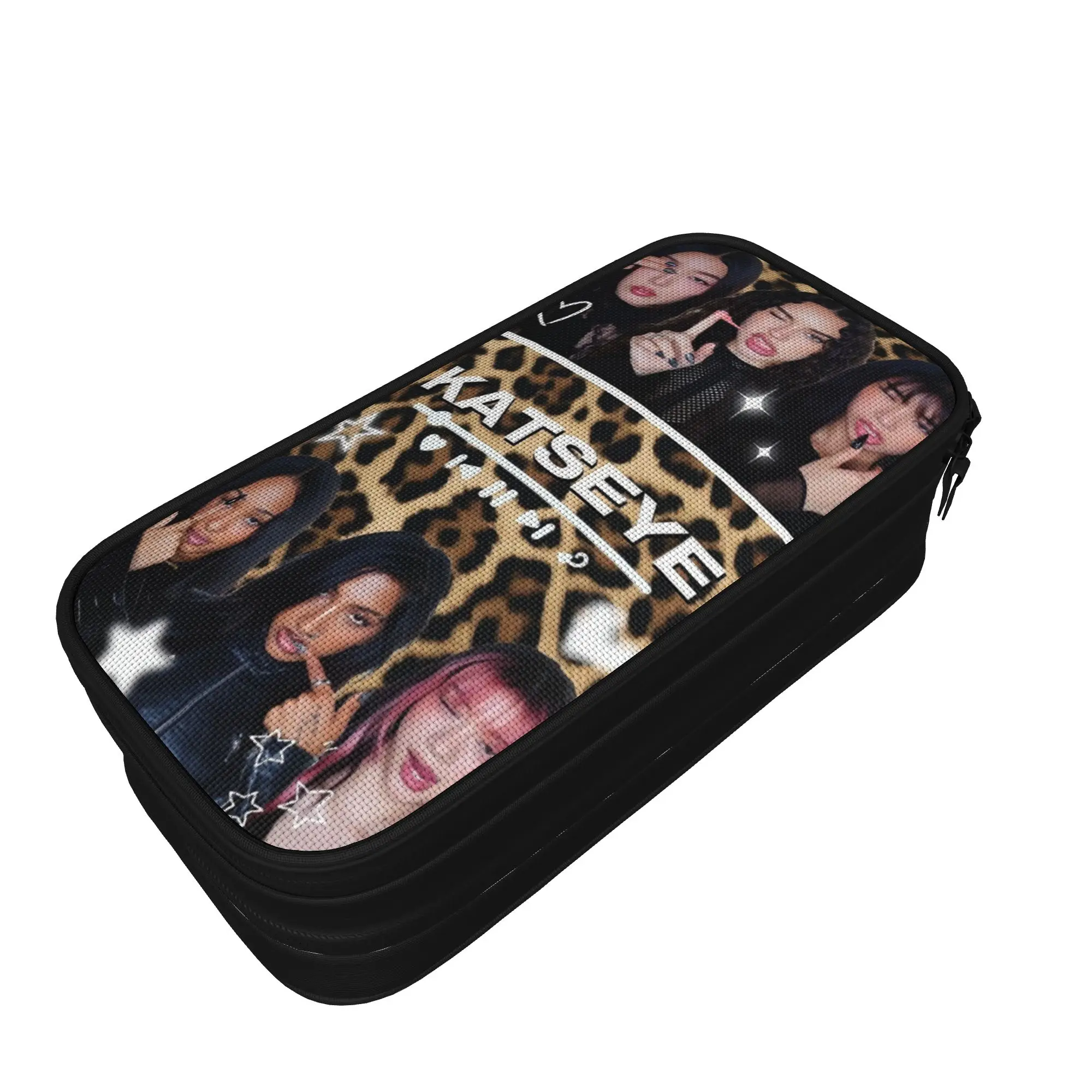 Katseyes Kpop Girls Pencil Case  College Pencil Pouch Girls Boys Double Layer Kawaii School Pencil Cases Design Stationery