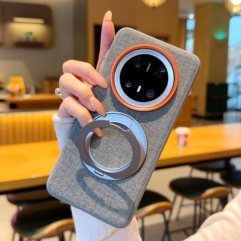

Для Huawei Mate 70 60 Pro Plus Чехол Magsafe из ткани и кожи с 360° ° Вращающаяся магнитная подставка, защитный чехол от падения