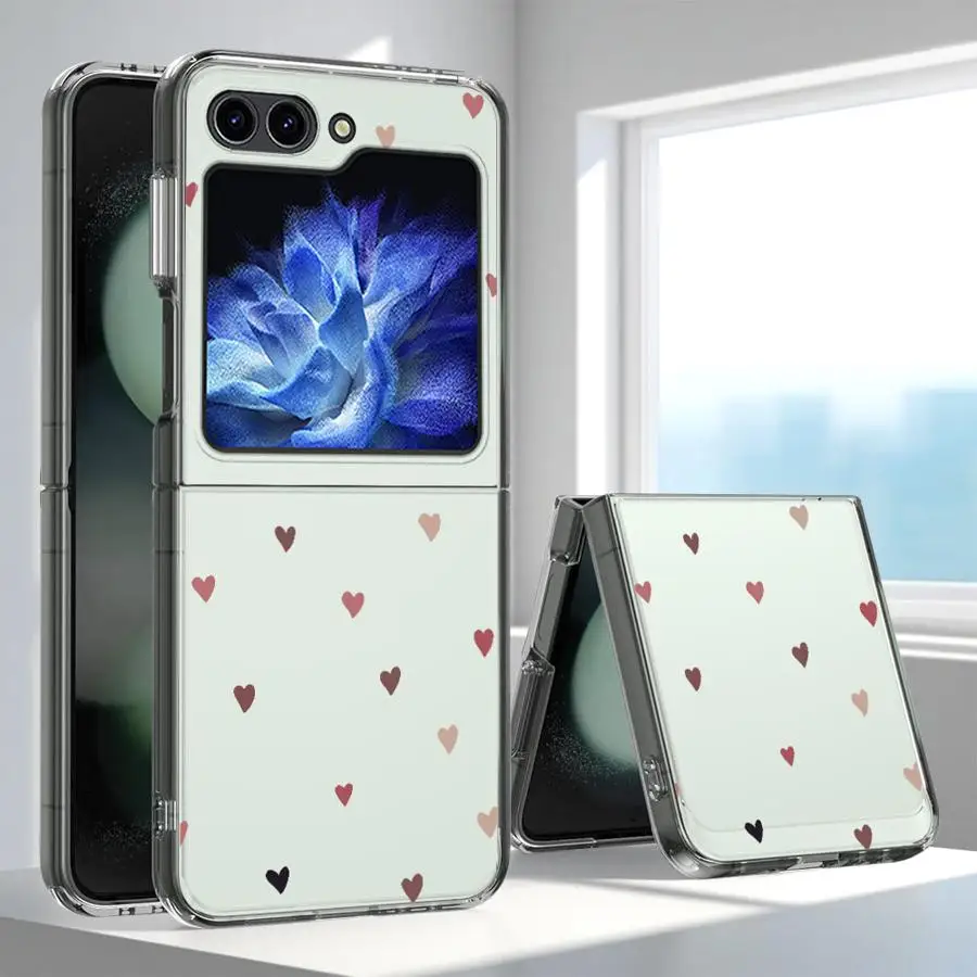 Colorful Cartoon Love Heart Case for Samsung Galaxy ZFlip7 Z Flip 7 6 5 4 3 ZFlip6 ZFlip5 ZFlip3 ZFlip4 Hard Phone Cover