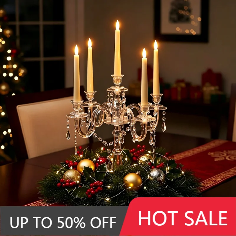 Luxury Candle Holder Crystal Transparent Candle Holders Acrylic Exquisite Wedding Candlestick Stand Christmas Dining Decor