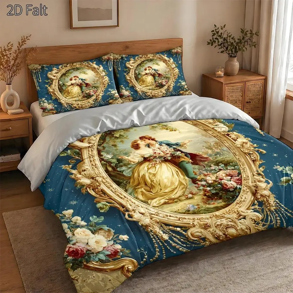 Romantic Eiffel Tower Love Quilt Cover Set, 1 Quilt Cover + 2 Pillowcases, 2D Flat Printing, Classical Love Theme, Romantic Style, Valentine's Day, Suitable for All Seasons, Machine Washable, Invisible Zipper, Large Quilt Cover Set, Bedding Set, Skin-Friendly, Breathable, Soft and Comfortable, Does Not Fade or Pill, Suitable for Home/Dormitory/Master Bedroom/Guest Room