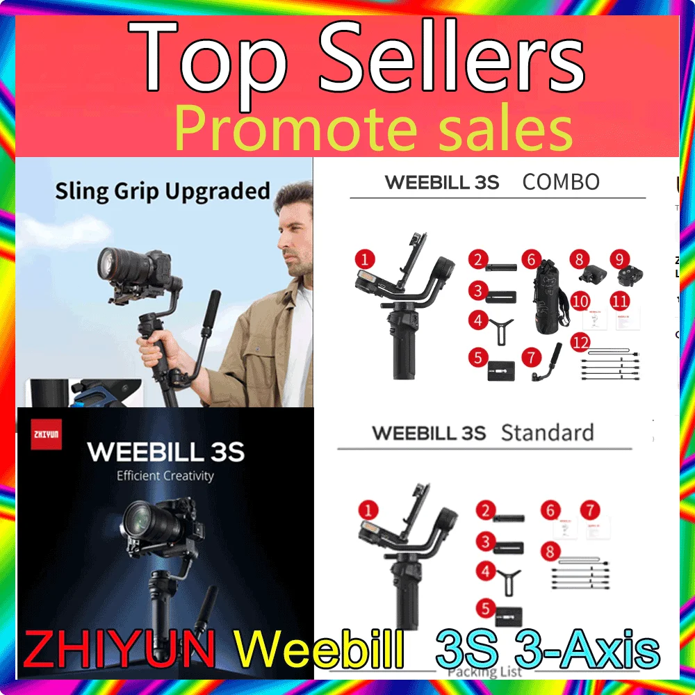 ZHIYUN Weebill 3S 3-Axis Camera Stabilizer Gimbal Handheld Bluetooth Control with Fill Light for DSLR Mirrorless Cameras