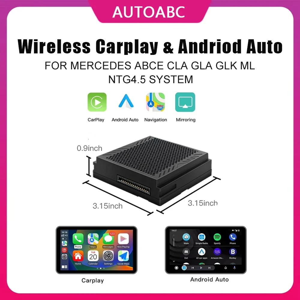 AUTOABC Wireless CarPlay for Mercedes Benz Android Auto Mirror Link AirPlay Function Models A,B,C,E,CLA,GLA,GLK,ML,NTG4.5