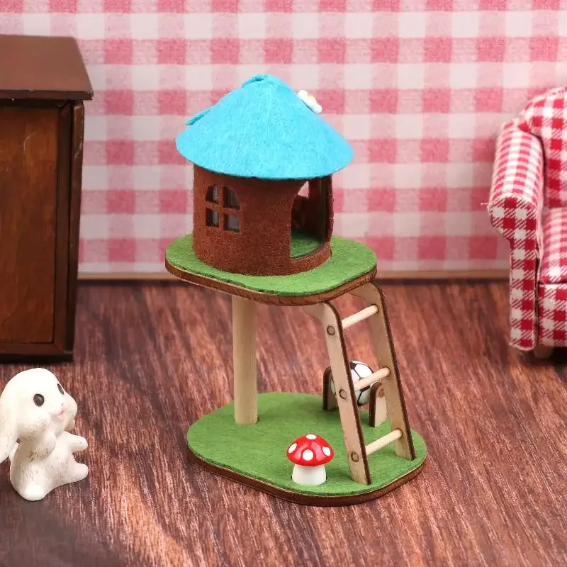 Mini casa de muñecas bonita, marco de escalada para gatos, modelo de torre para gatos, muebles para sala de estar, decoración, casa de muñecas, decoración de microescena