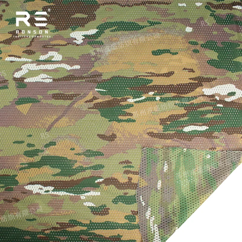 French BME Multi-environment Camouflage Mesh 120gsm Light Weight Polyester Printed Mesh Fabric Soft for Tactical Face Mask Scarf
