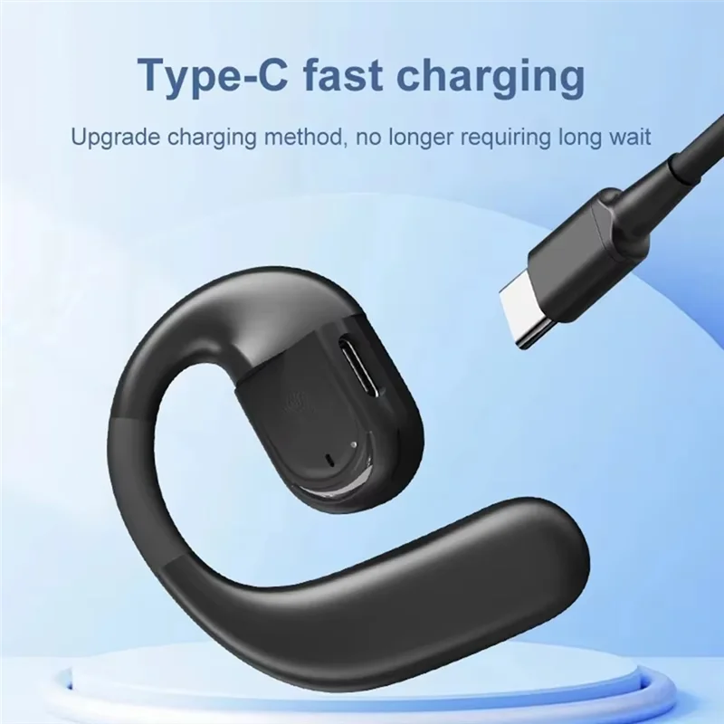 Excellent-New Business Wireless Headset 180° Rotatable Bluetooth 5. 4 Ear-Hook Earphone Air Conduction Touch Control Sports Hifi