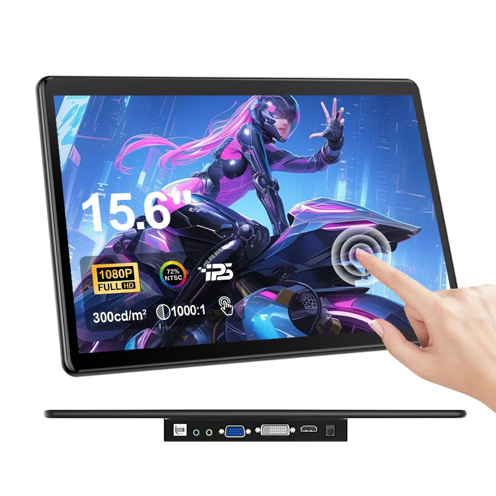 WonTim 15.6'' Touchscreen Portable Monitor Travel Display Second Screen For Laptop Mac Xbox PS5 Switch Industrial Raspberry Pi