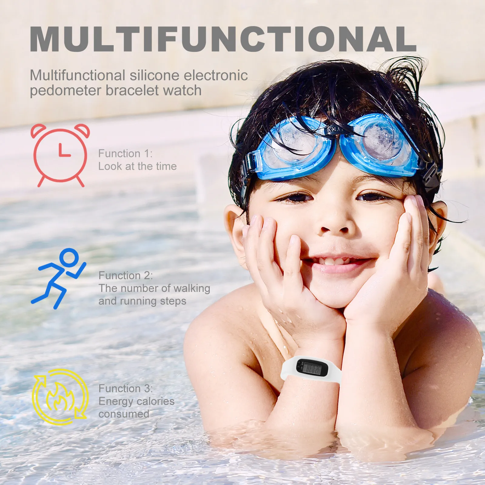 Silicone Pedometer Wristband Simple Step Counter Watch for Elderly Kids Outdoor Sports Multi-Function Walking