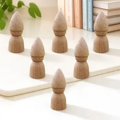 

6 pcs Hand-Painted Wooden Pegs Diy Unfinished Figures Craft Activity Wood For Creative Gift Fine Motor Skills