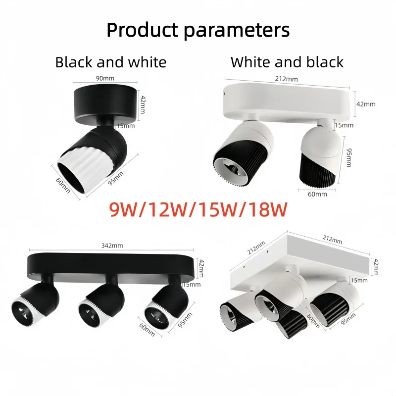 Foco LED antideslumbrante abierto para sala de estar, comedor, fondo de pared, lámpara de techo de tres cabezas de doble cabeza