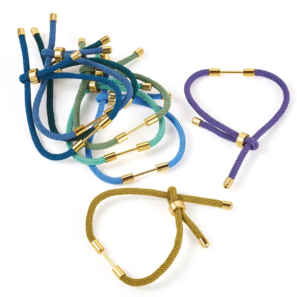 

1Set Braided Nylon Bracelet Cord Half Finished Adjustable Beaded Link Bangle Charm For DIY Jewelry Making Craft Accessories