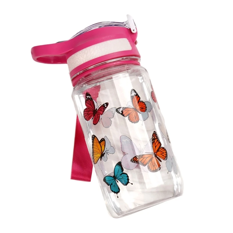 Portable 600ml Kids Straw Bottle High Capacity Watch Bottle Easy to Carry Child Bottle Suitable for Various Occasions A2UB