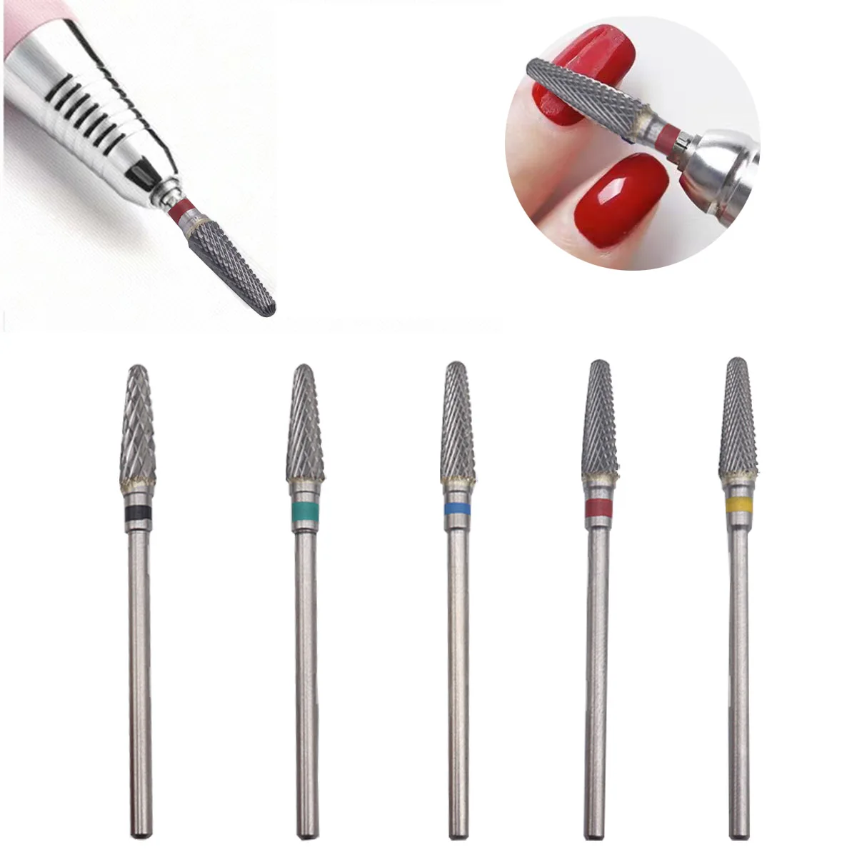 Sharp Conical Bits (Cross Cut) 3/32 Carbide Nail Drill Bit Manicure Burrs for Pierce Hole Nail Art Equipment Accessory