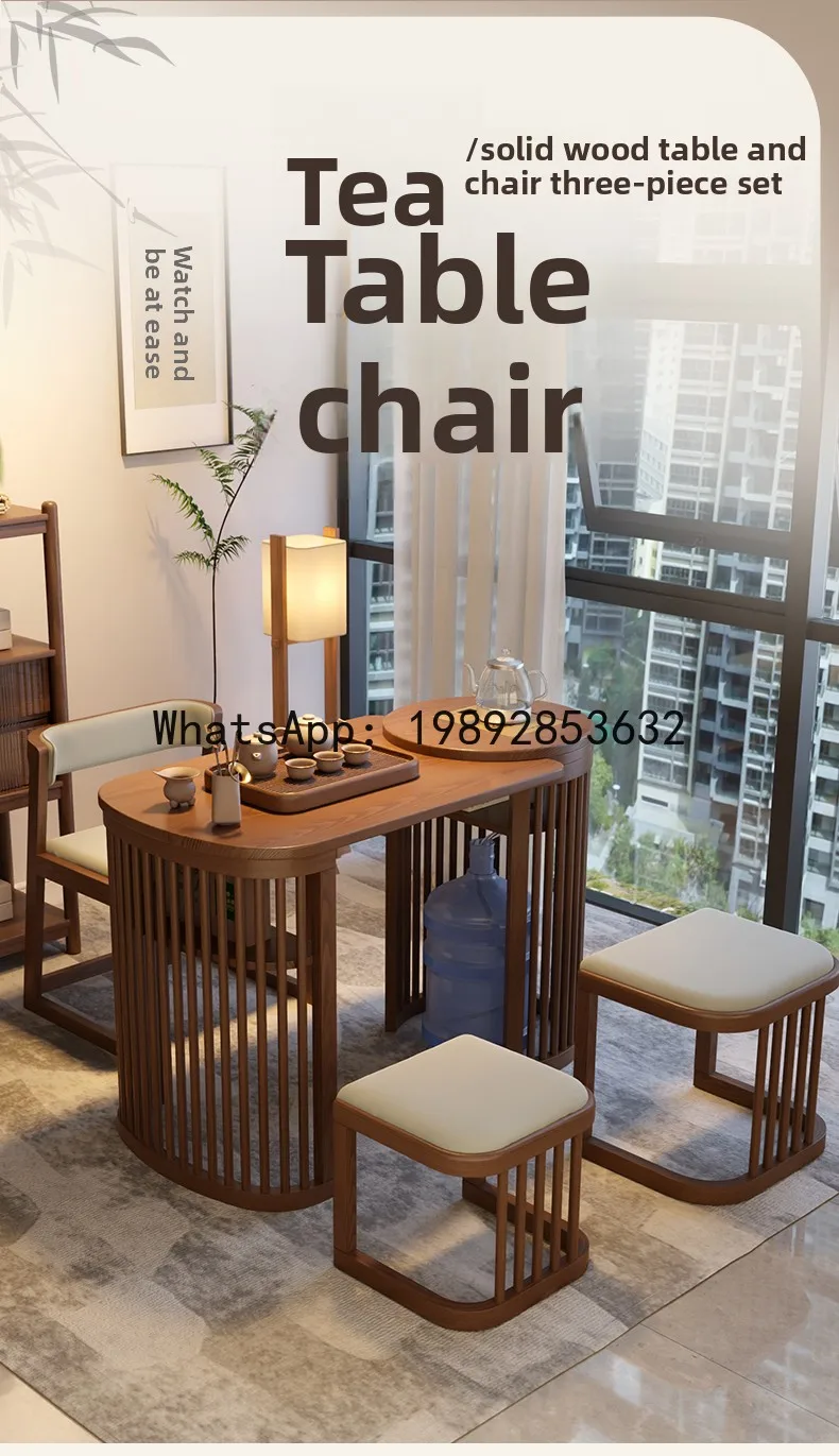 YFY Winter Wood Solid Wood Balcony Tea Table and Chair Set Small Apartment New Chinese Style Tea Table Living Room