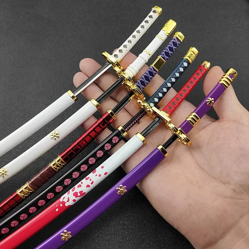 26cm Zoro Metal Katana Sword Anime Cosplay Real Roronoa Zoro Knife Japanese Katana Ninja Samurai Weapon Fake Sword Kid Toy Gifts